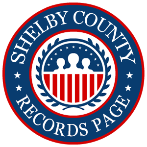A round, red, white, and blue logo with the words 'Shelby County Records Page' in relation to the state of Tennessee.